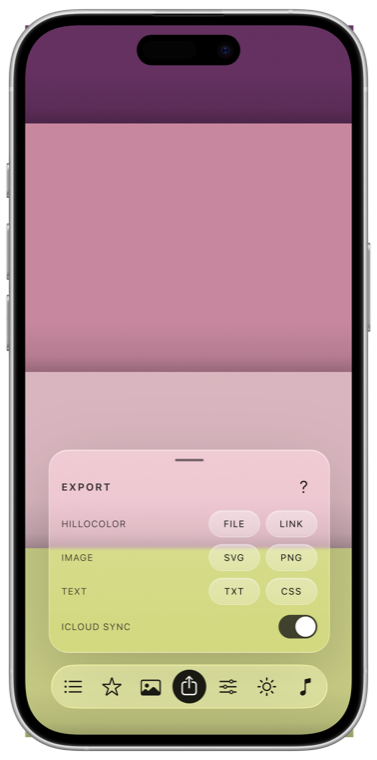HilloColor export menu.